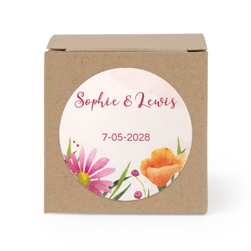 Gaveæske beige med rundt klistermærke - set of 24