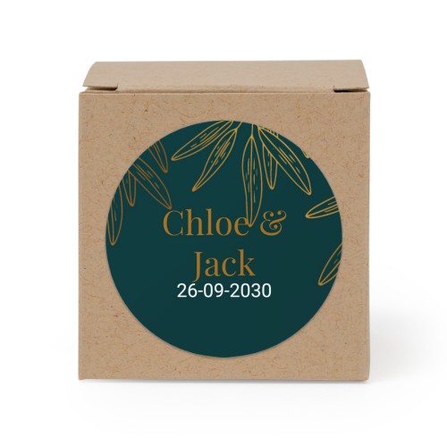 Presentask beige med runt klistermärke - 24 st