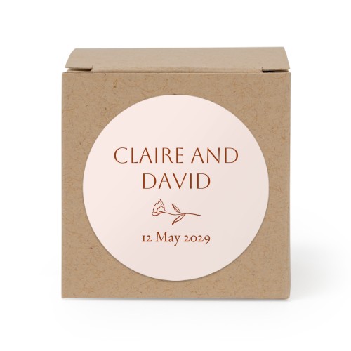 Presentask beige med runt klistermärke - 24 st