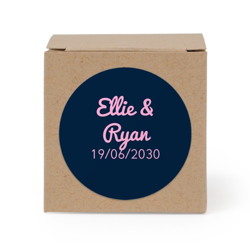 Presentask beige med runt klistermärke - 24 st