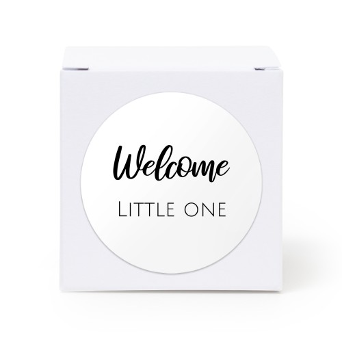 Gaveboks hvit med rundt klistremerke - 24 stk