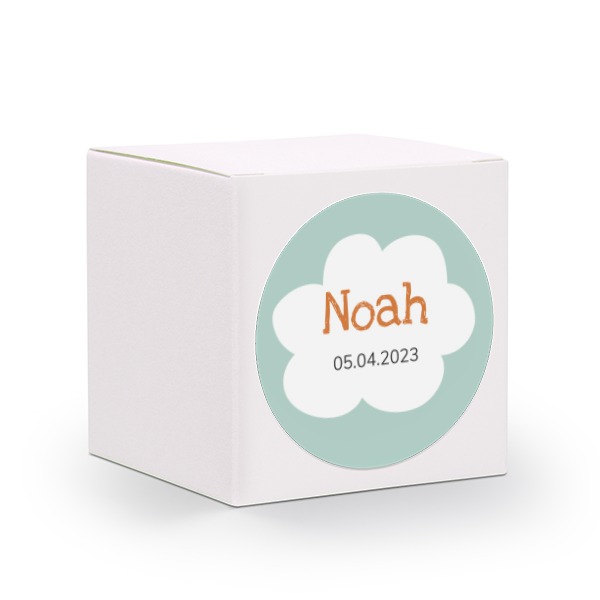 Presentask vit med runt klistermärke - 24 st