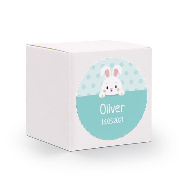 Presentask vit med runt klistermärke - 24 st