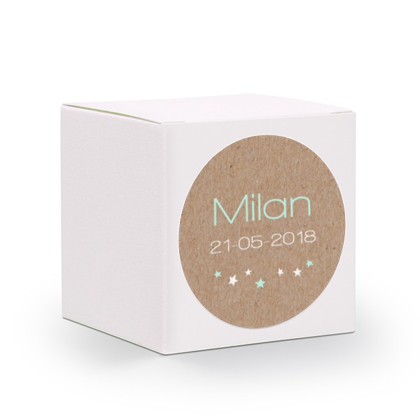 Presentask vit med runt klistermärke - 24 st