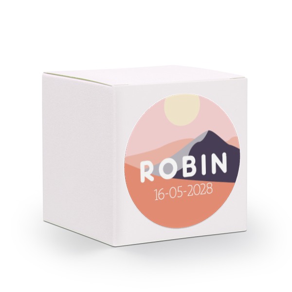 Presentask vit med runt klistermärke - 24 st