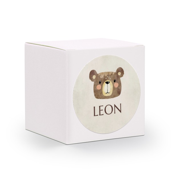 Gaveboks hvit med rundt klistremerke - 24 stk