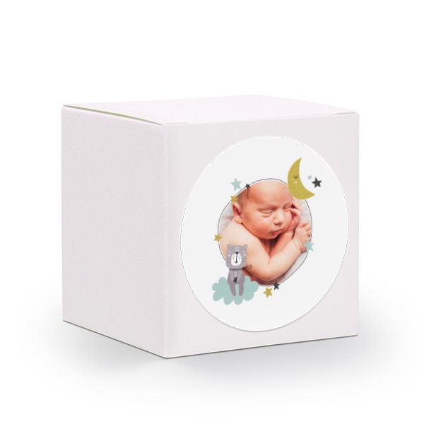 Lahjarasia valkoinen pyöreillä tarroilla - 24 kpl