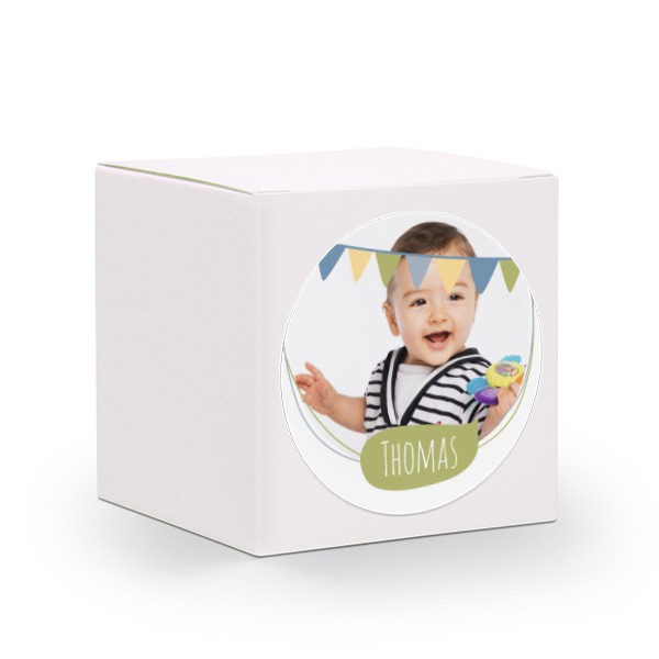 Doosjes voor bedankje wit met ronde sticker (set van 24)