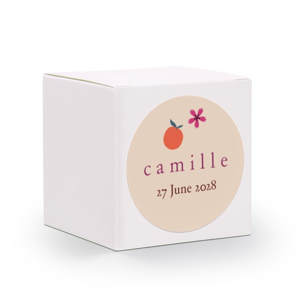 Partybox Weiss mit Sticker rund - 24 Stk.