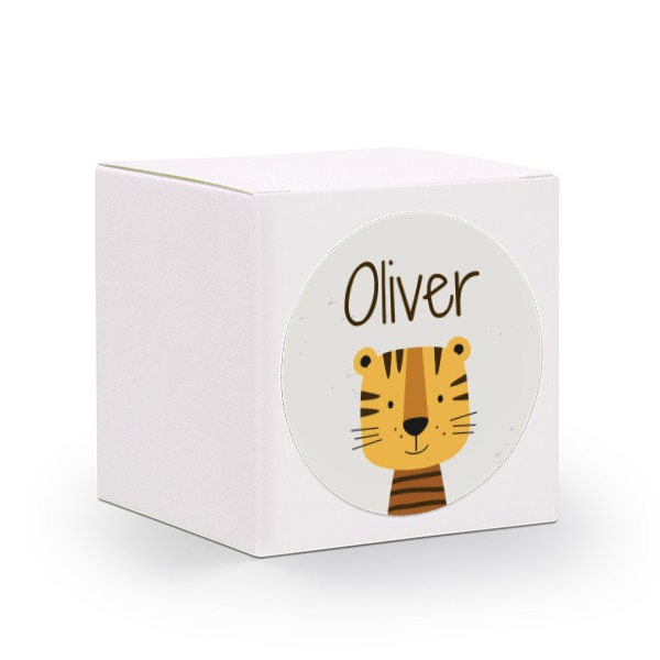 Presentask vit med runt klistermärke - 24 st