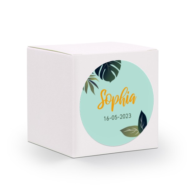 Presentask vit med runt klistermärke - 24 st