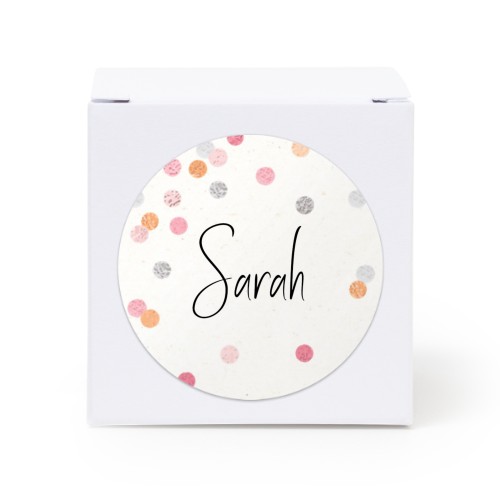 Gaveboks hvit med rundt klistremerke - 24 stk