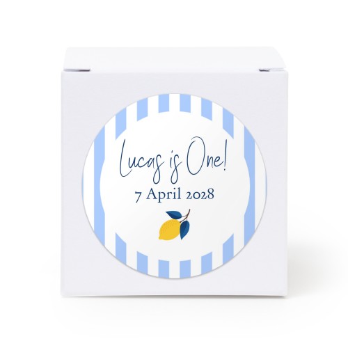 Partybox Weiss mit Sticker rund - 24 Stk.