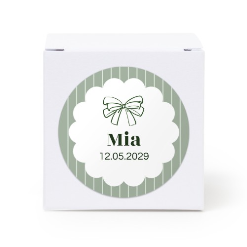 Gaveæske hvid med rundt klistermærke - 24 stk