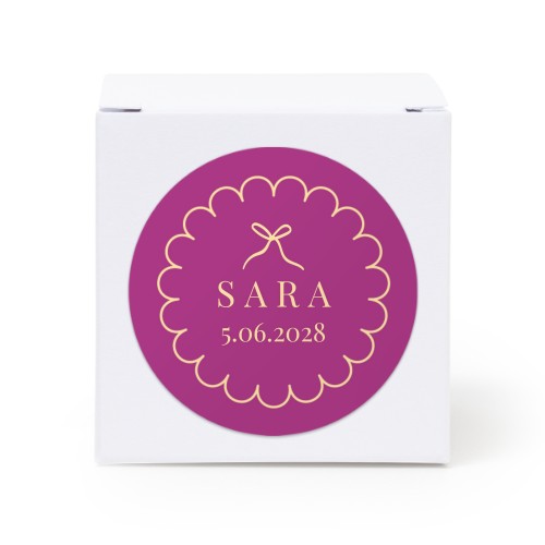 Partybox Weiss mit Sticker rund - 24 Stk.