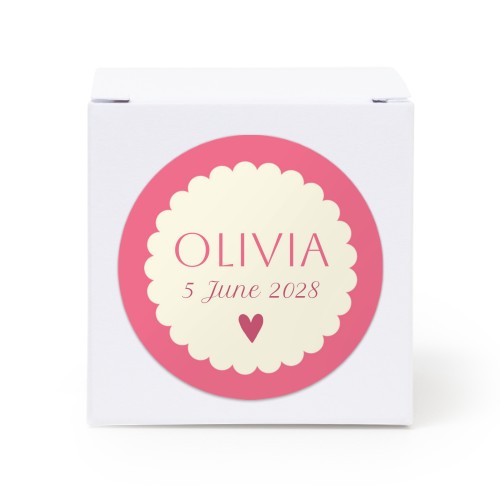 Partybox Weiss mit Sticker rund - 24 Stk.