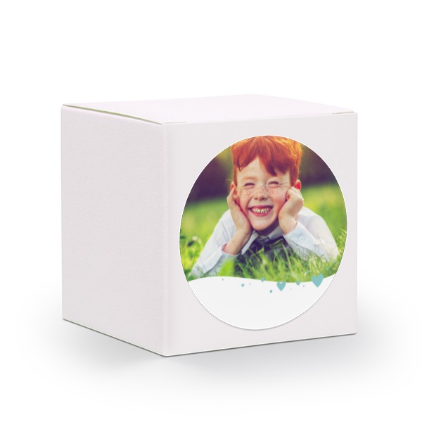 Partybox Weiss mit Sticker rund - 24 Stk.