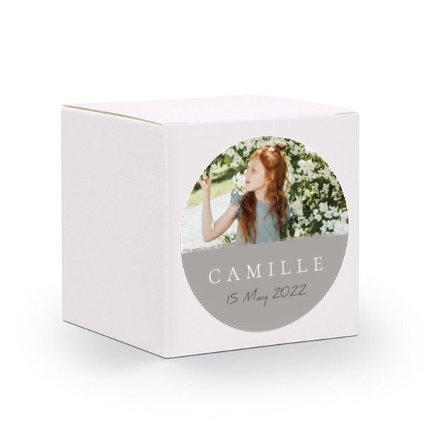 Partybox Weiss mit Sticker rund - 24 Stk.