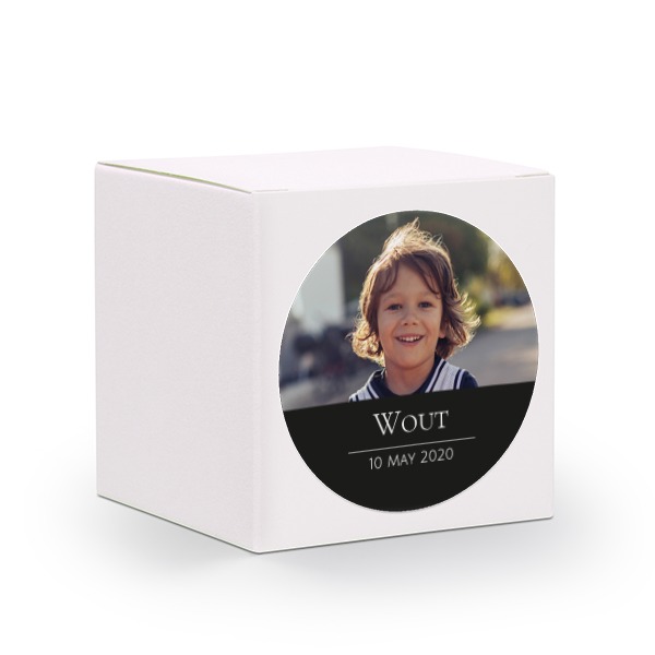 Boîte blanche, sticker rond (lot de 24)