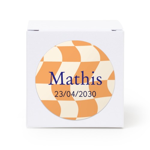 Gaveæske hvid med rundt klistermærke - 24 stk