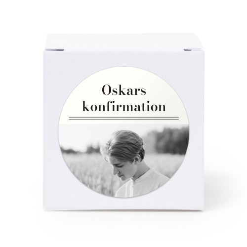 Presentask vit med runt klistermärke - 24 st