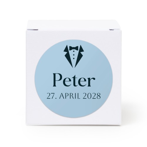 Gaveæske hvid med rundt klistermærke - 24 stk