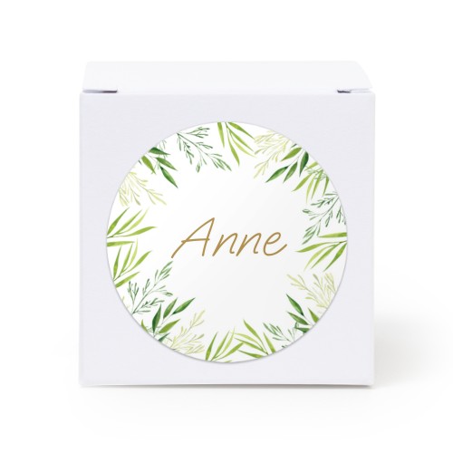 Gaveæske hvid med rundt klistermærke - 24 stk