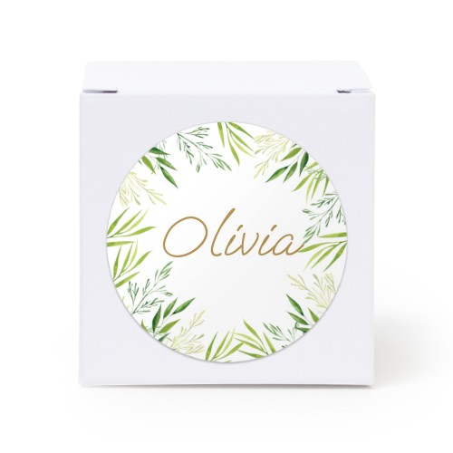 Lahjarasia valkoinen pyöreillä tarroilla - 24 kpl