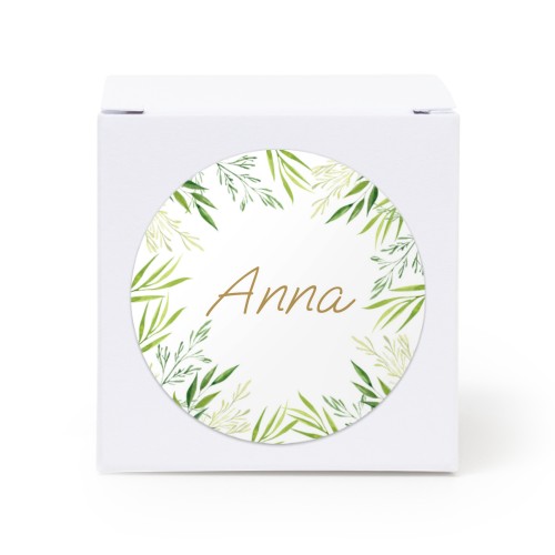 Presentask vit med runt klistermärke - 24 st