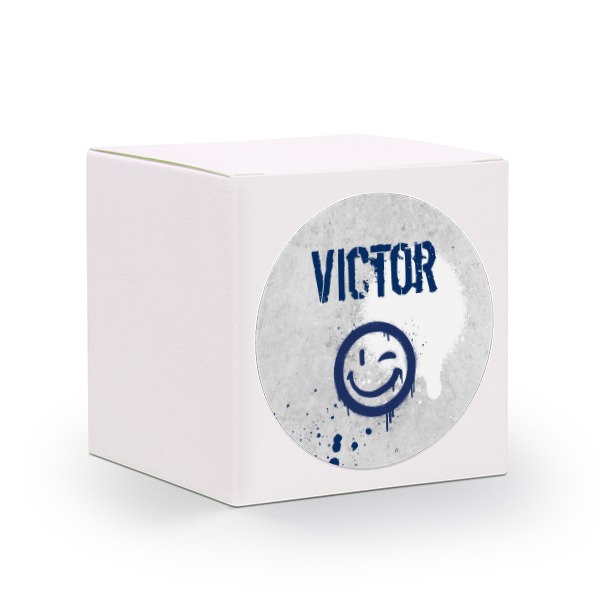 Presentask vit med runt klistermärke - 24 st