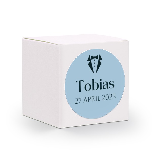 Gaveboks hvit med rundt klistremerke - 24 stk