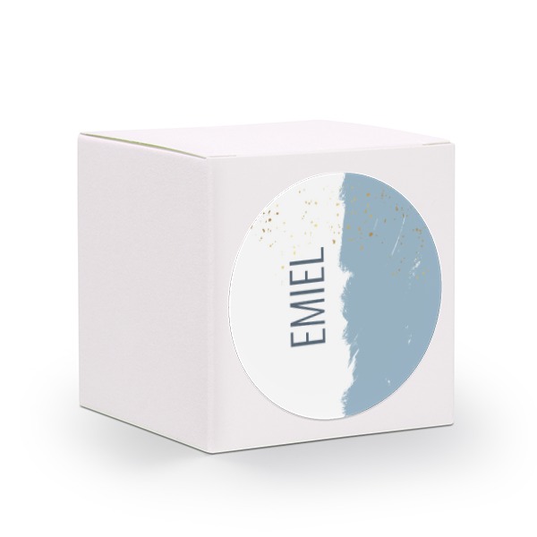 Gaveæske hvid med rundt klistermærke - 24 stk