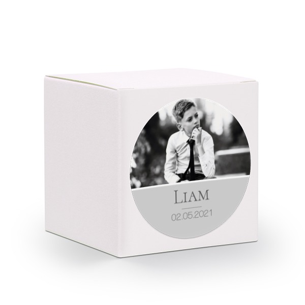 Partybox Weiss mit Sticker rund - 24 Stk.