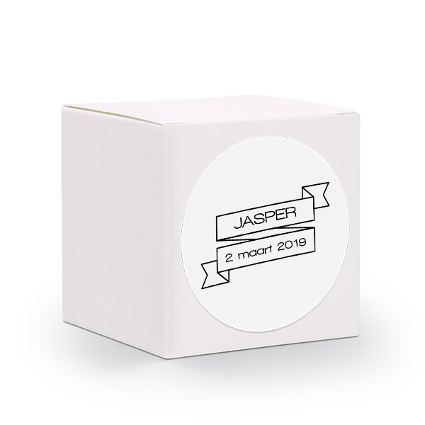 Gaveboks hvit med rundt klistremerke - 24 stk