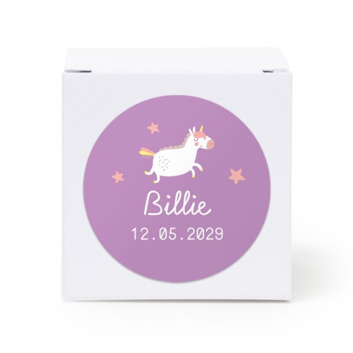 Presentask vit med runt klistermärke - 24 st