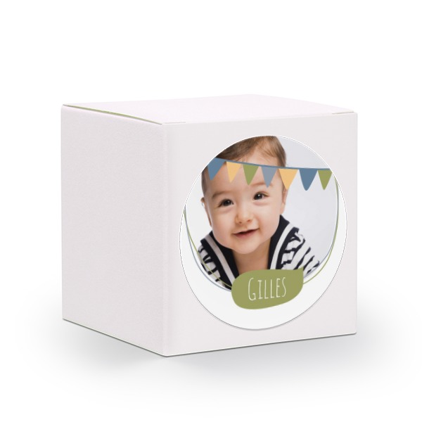 Boîte blanche, sticker rond (lot de 24)