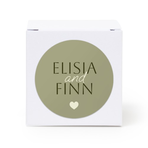 Gaveæske hvid med rundt klistermærke - 24 stk