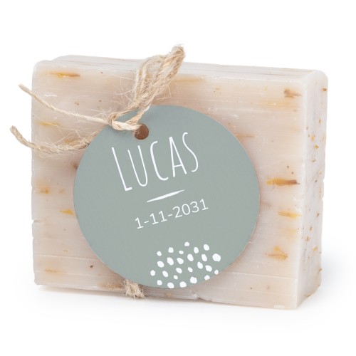 Såpestykke med rund etikett (sett à 6)