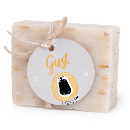 Sæbebar med rund etikette (sæt á 6)