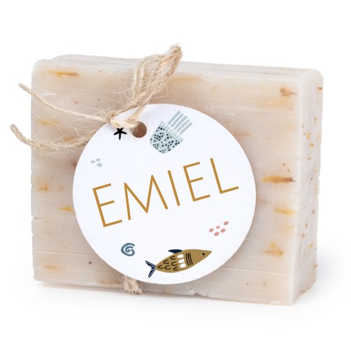 Sæbebar med rund etikette (sæt á 6)