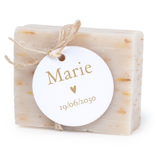 Sæbebar med rund etikette (sæt á 6)