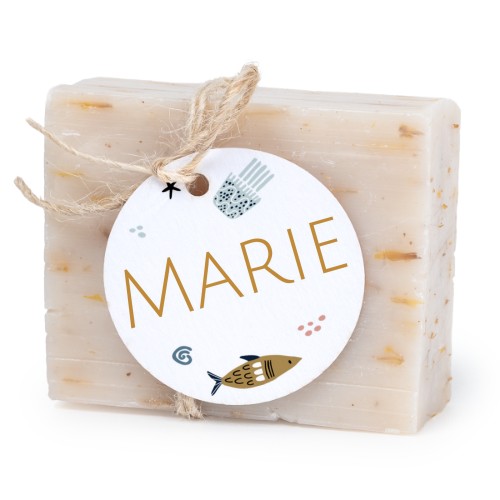 Sæbebar med rund etikette (sæt á 6)