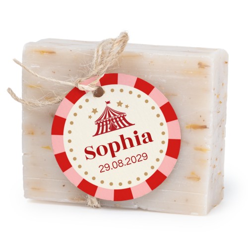 Zeepjes met rond label - set van 6