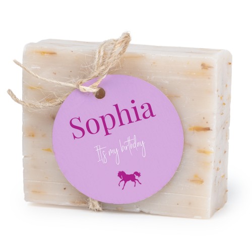 Såpestykke med rund etikett (sett à 6)