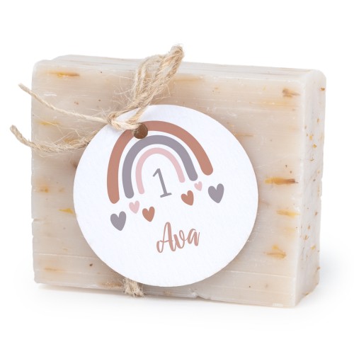 Såpestykke med rund etikett (sett à 6)