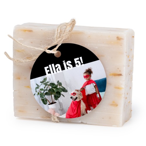 Såpestykke med rund etikett (sett à 6)