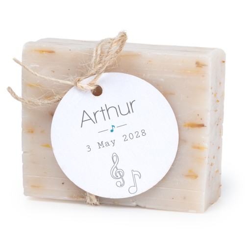 Sæbebar med rund etikette (sæt á 6)