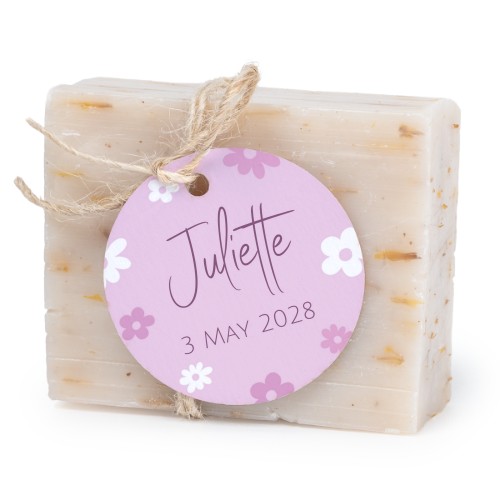 Sæbebar med rund etikette (sæt á 6)