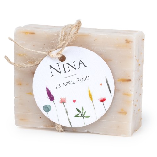 Såpestykke med rund etikett (sett à 6)