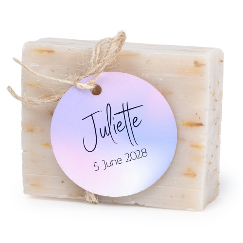 Zeepjes met rond label - set van 6